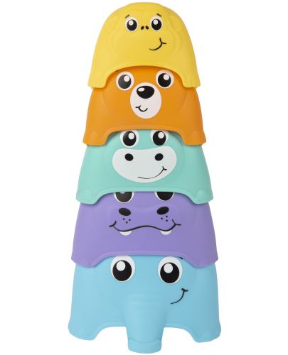 Активна играчка Playgro + Learn - Кула от купички, животни - 1