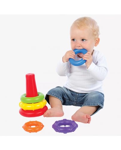 Активна играчка Playgro + Learn - Конус с цветни рингове - 3