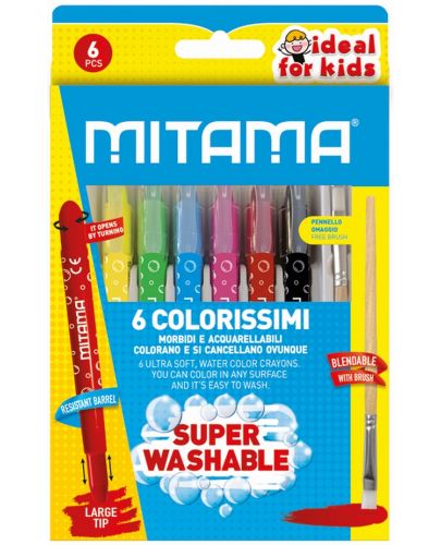 Акварелни пастели Mitama - Soft Maxi, измиващи се, 6 цвята - 1