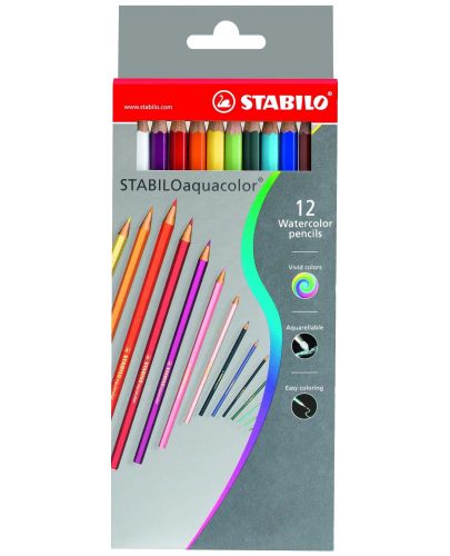 Акварелни моливи Stabilo Aquacolor – 12 цвята - 1