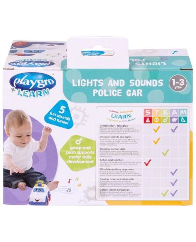 Активна играчка Playgro + Learn - Полицейска кола, със светлини и звуци - 4