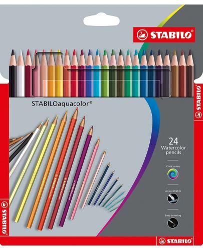 Акварелни моливи Stabilo Aquacolor – 24 цвята - 1
