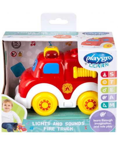 Активна играчка Playgro + Learn - Пожарна кола, със светлини и звуци - 2