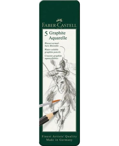 Акварелни моливи Faber-Castell Graphite Aquarelle - 5 броя, метална кутия - 3