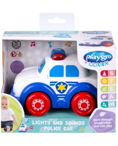 Активна играчка Playgro + Learn - Полицейска кола, със светлини и звуци - 2
