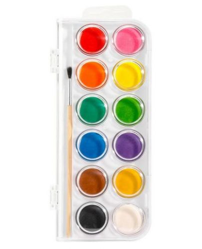 Акварелни бои Deli Color Emotion - EC15-12, 12 цвята + четка - 1