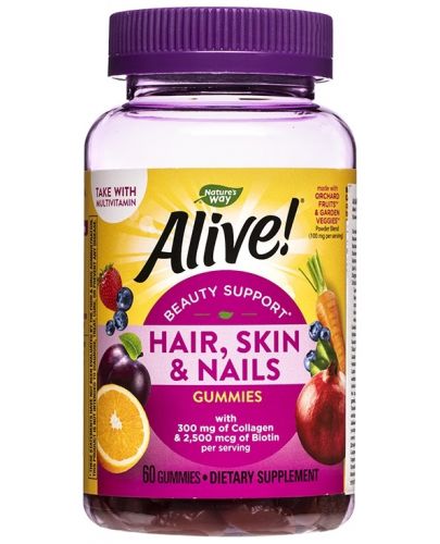 Alive Hair, Skin & Nails Premium Formula, 60 таблетки, Nature's Way - 1
