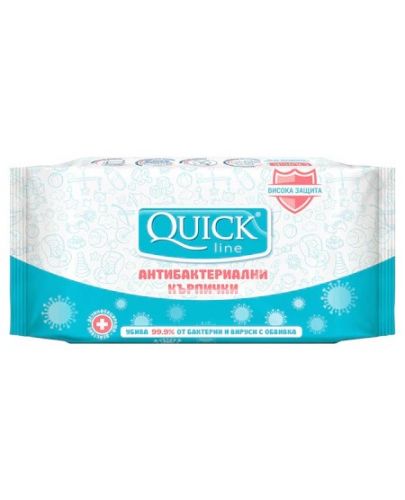 Антибактериални мокри кърпички Quickline, 15 броя - 1