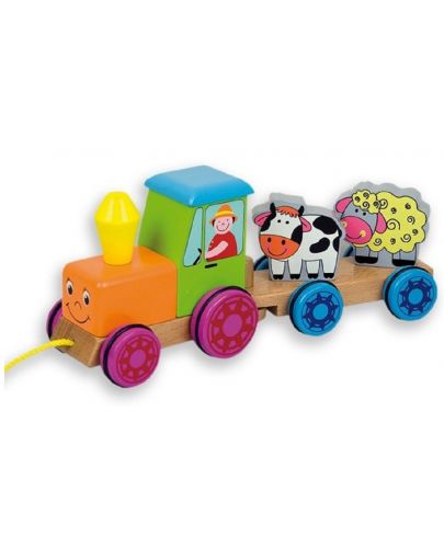 Детска играчка за дърпане Andreu Toys - Трактор с животни - 1