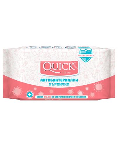 Антибактериални мокри кърпички Quickline, 15 броя - 2