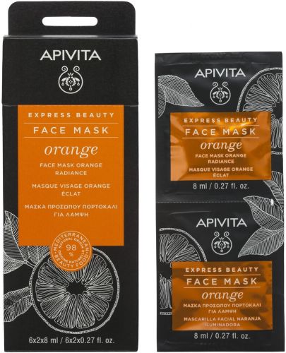 Apivita Express Beauty Маска за лице, портокал, 2 x 8 ml - 2