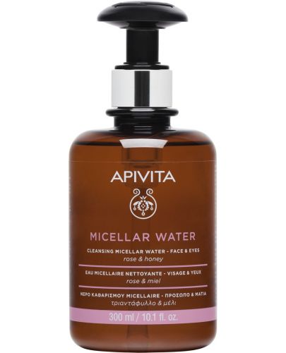 Apivita Face Cleansing Мицеларна вода, роза и мед, 300 ml - 1