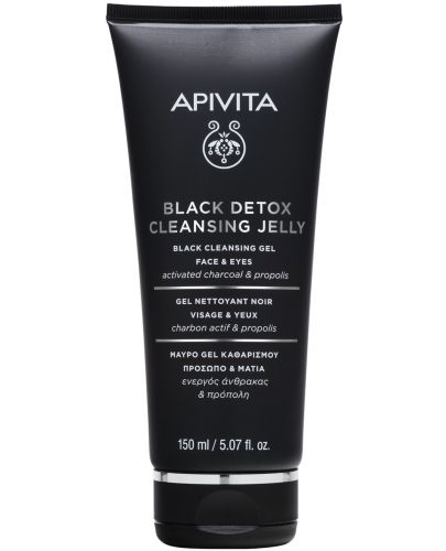 Apivita Face Cleansing Детоксикиращ гел с черен въглен и прополис, 150 ml - 1