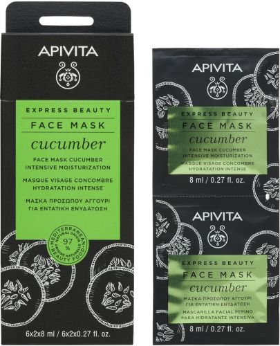 Apivita Express Beauty Маска за лице, краставица, 2 x 8 ml - 2