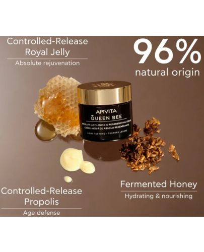 Apivita Queen Bee Комплект - Дневен лек крем, Серум и Околоочен крем, 50 + 10 + 2 ml - 3