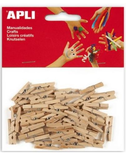Дървени мини щипки APLI - Натурални - 1