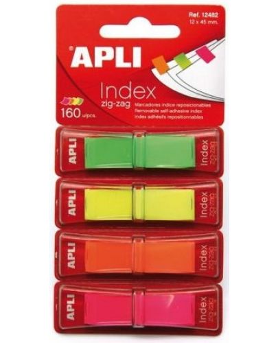Индекс листчета APLI - 4 неонови цвята, 12 х 45 mm, 160 броя - 1