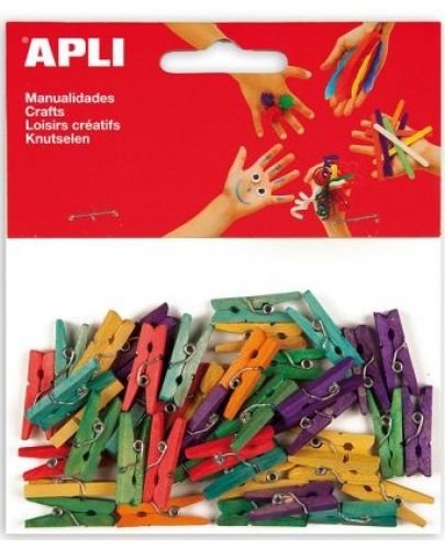 Дървени мини щипки APLI - Цветни - 1