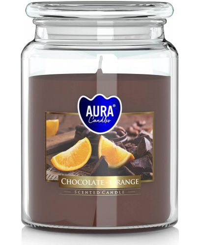 Ароматна свещ Bispol Aura - Chocolate and Orange, 500 g - 1