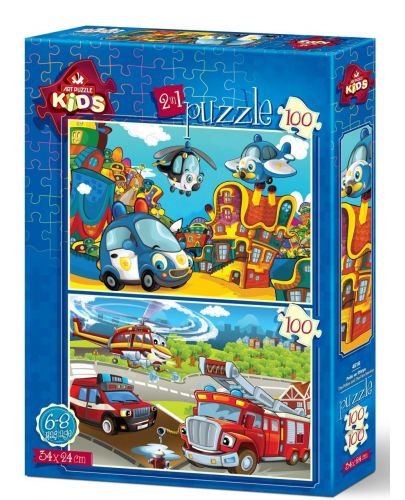 Пъзел Art Puzzle 2 x 100 - Полицията и Пожарната - 1