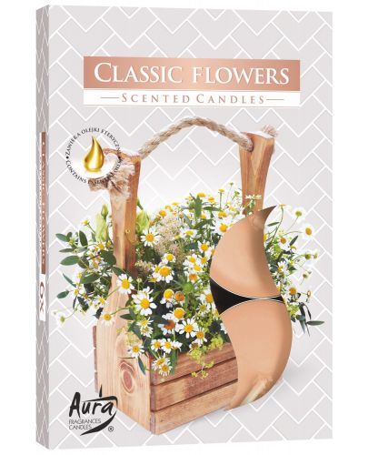 Ароматни чаени свещи Bispol Aura - Класически цветя, 6 броя - 1