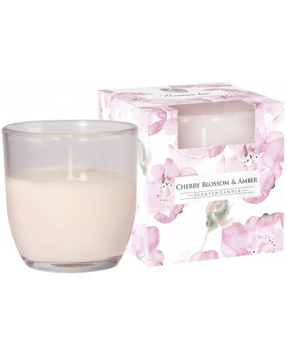 Ароматна свещ Bispol Aura - Cherry Blossom & Amber, 100 g - 1