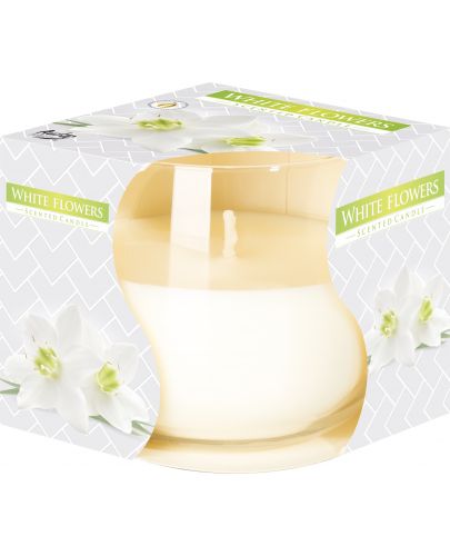 Ароматна свещ в чаша Bispol Aura - White Flowers - 1