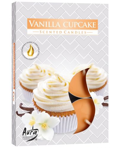 Ароматни чаени свещи Bispol Aura - Vanilla Cupcake, 6 броя - 1