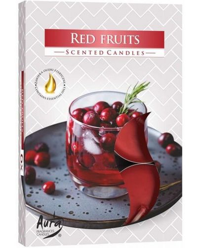 Ароматни чаени свещи Bispol Aura - Червени плодове, 6 броя - 1