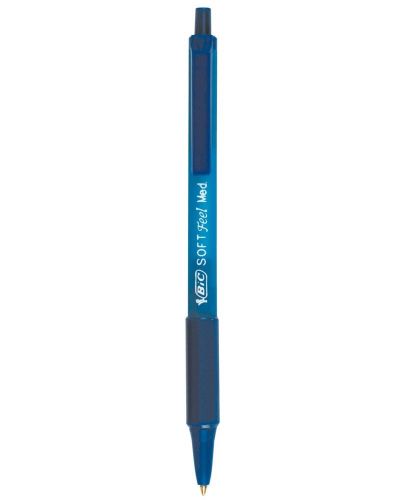 Автоматична химикалка BIC - Soft Feel, 1.0 mm, синя - 1