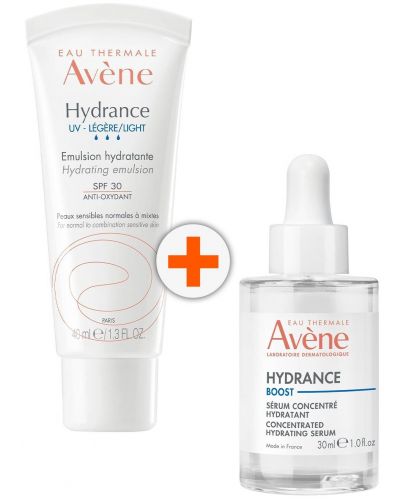 Avène Hydrance Комплект - Серум-концентрат Boost и Емулсия Legere UV, SPF 30, 30 + 40 ml - 1