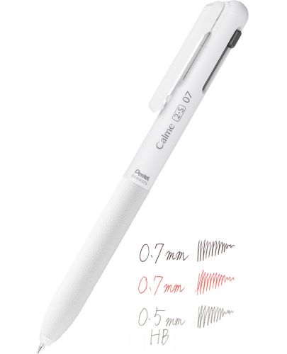 Автоматична химикалка Pentel Calme - 2 цвята 0.7 mm и графит 0.5 mm, бял - 2