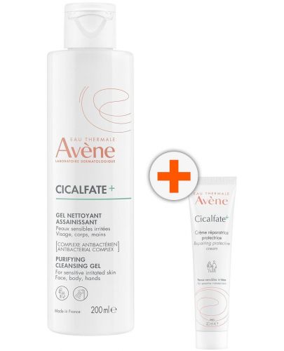 Avène Cicalfate+ Комплект - Измивен гел и Защитен крем, 200 + 40 ml - 1