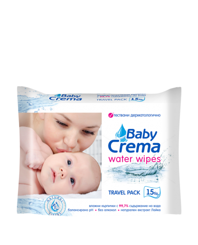 Мокри кърпички Baby Crema - Water, 15 броя - 1