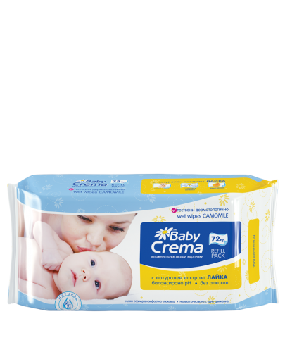 Мокри кърпички Baby Crema - Лайка, 72 броя - 1