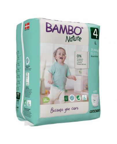 Bambo Nature Еко пелени, тип гащи Bambo Nature Pants, размер 4, L, 7-14кг., 20 броя/оп. - 1