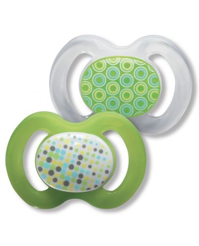 Бебешка силиконова залъгалка Baby Nova - Зелена, 2 броя - 1