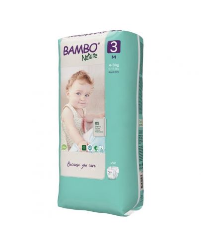 Bambo Nature Eко пелени Tall Pack, размер 3 М, 4-8 кг., 52 броя - 1