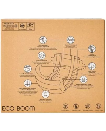 Бамбукови еко пелени Eco Boom Premium - Размер 2, 3-8 kg, 102 броя - 4