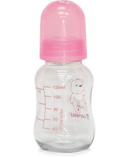 Стъклено Шише Baby Care - Розово, 120 ml - 1