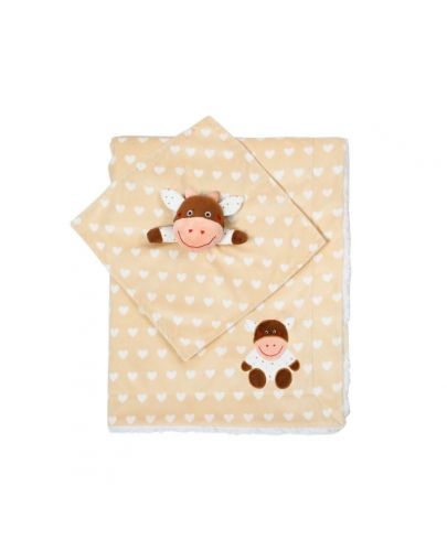 Детско одеяло Babyono - Кравичка, двуцветно - 1