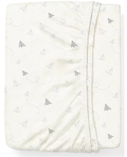Бамбуков чаршаф с ластик Babyono - Paper Planes, 60 x 120 cm - 4