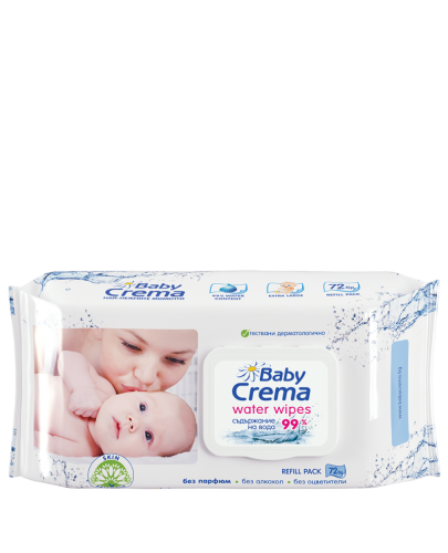 Мокри кърпички Baby Crema Water - 72 броя - 1