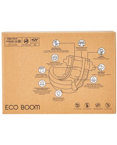Бамбукови еко пелени Eco Boom Premium - Размер 5, 12-17 kg, 48 броя - 3