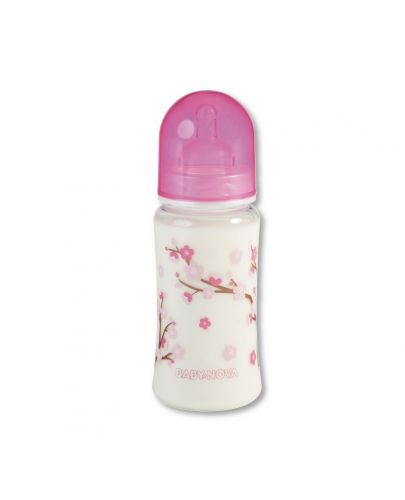 Пластмасово шише с широко гърло Baby Nova PA - 300 ml, розово - 1