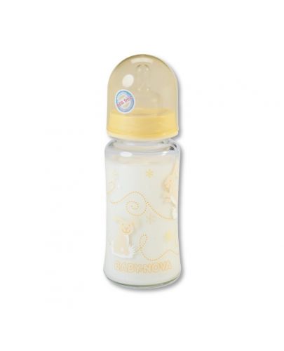 Стъклено шише Baby Nova -  230 ml, жълто - 1