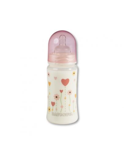 Пластмасово шише с широко гърло Baby Nova PР - 300 ml, Цветя - 1