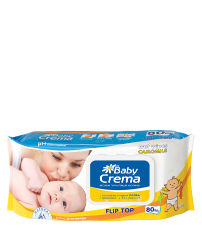 Мокри кърпички Baby Crema - Лайка, 80 броя - 1