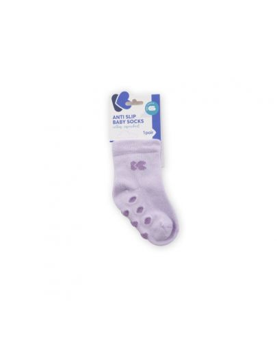 Бебешки чорапи против подхлъзване Kikka Boo - Памучни, 6-12 месеца, лилави - 1