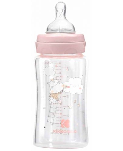 Бебешко стъклено шише KikkaBoo Hippo Dreams - 240 ml,  розово - 2